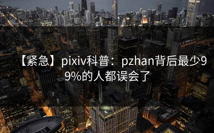 【紧急】pixiv科普:pzhan背后最少99%的人都误会了