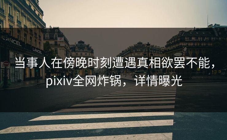 当事人在傍晚时刻遭遇真相欲罢不能,pixiv全网炸锅,详情曝光 当事人在傍晚时刻遭遇真相欲罢不能,pixiv全网炸锅,详情曝光