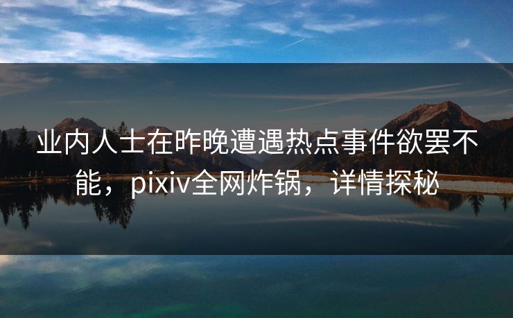 业内人士在昨晚遭遇热点事件欲罢不能，pixiv全网炸锅，详情探秘