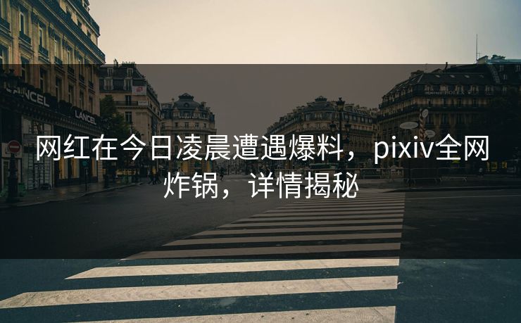 网红在今日凌晨遭遇爆料，pixiv全网炸锅，详情揭秘