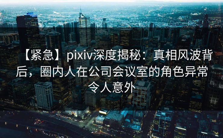 【紧急】pixiv深度揭秘：真相风波背后，圈内人在公司会议室的角色异常令人意外