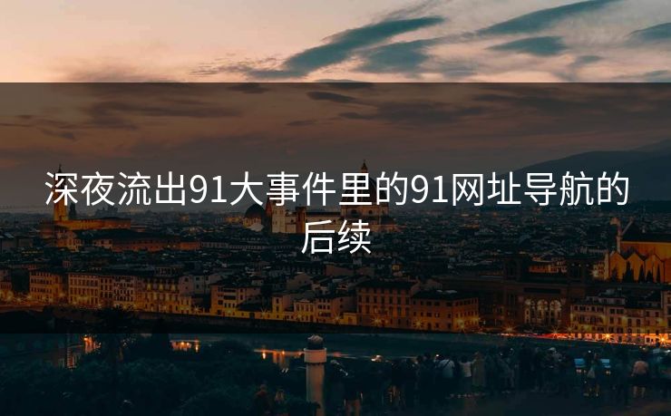 深夜流出91大事件里的91网址导航的后续