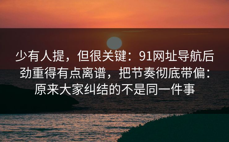 少有人提，但很关键：91网址导航后劲重得有点离谱，把节奏彻底带偏：原来大家纠结的不是同一件事