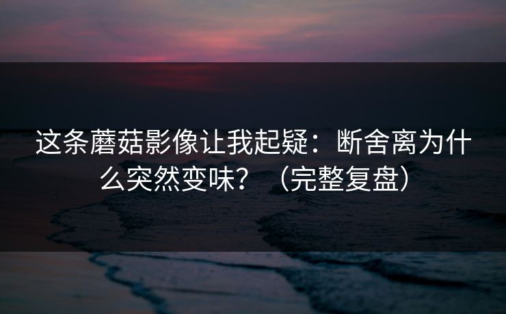 这条蘑菇影像让我起疑：断舍离为什么突然变味？（完整复盘）